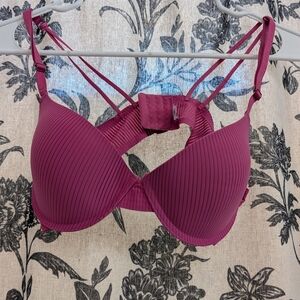 Hurley - Hot Pink Ribbed Underwire Padded Bra w Adjustable Straps - Size 34C